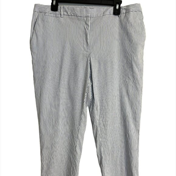 Tommy Hilfiger Pant Women 12 Blue Striped Preppy Straight Leg Office Neutral 80s - Picture 1 of 10